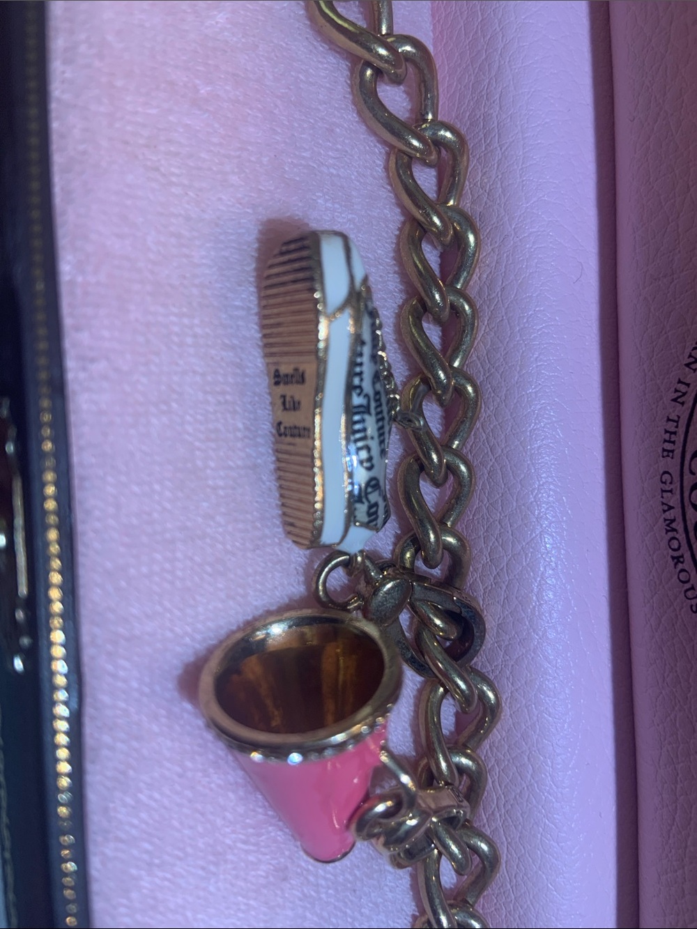 Juicy Couture Gold-Tone Charm Bracelet with Pink Megaphone & White Sneaker - Picture 8 of 13